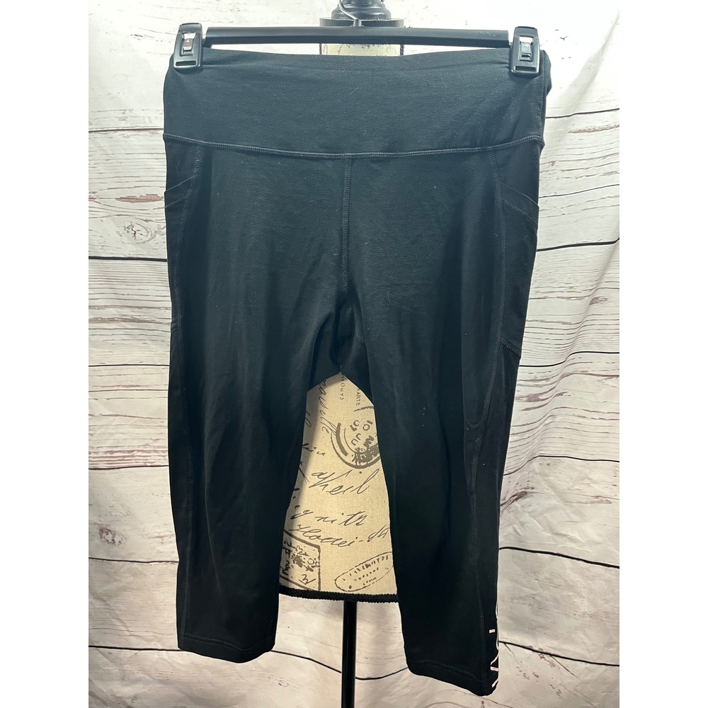 Calvin Klein Performance Womens Black Cropped Leggings Side Pockets Size M
